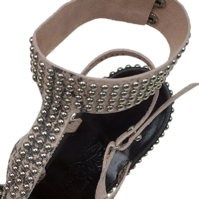 Pre-owned Ferragamo Beige Python Sienna Studded Ankle Strap Sandals Size 41