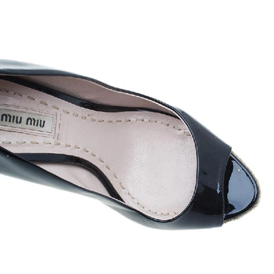 Pre-owned Miu Miu Black Patent Open Toe Pumps Size 36