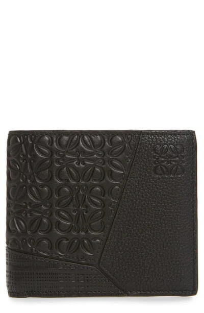 Shop Loewe Puzzle Bifold Leather Wallet In Black