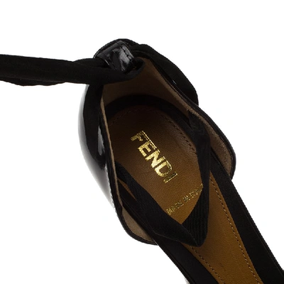 Pre-owned Fendi Black Leather Platform Ankle Strap Pumps Size 37