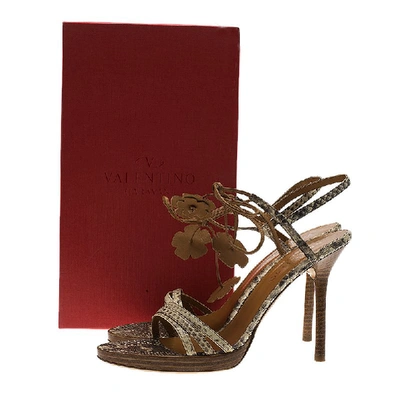 Pre-owned Valentino Garavani Beige Python Ankle Strap Sandals Size 39.5