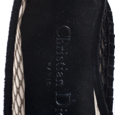 Pre-owned Dior Black Lace And Suede Trim J'a Ballet Flats Size 39