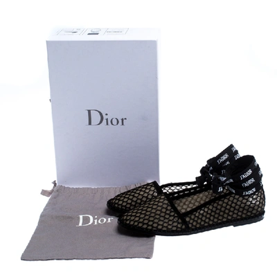Pre-owned Dior Black Lace And Suede Trim J'a Ballet Flats Size 39