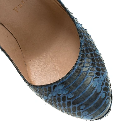 Pre-owned Christian Louboutin Blue Python Bianca Platform Pumps Size 37.5