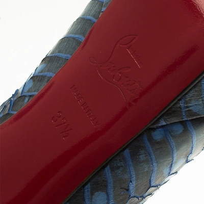 Pre-owned Christian Louboutin Blue Python Bianca Platform Pumps Size 37.5