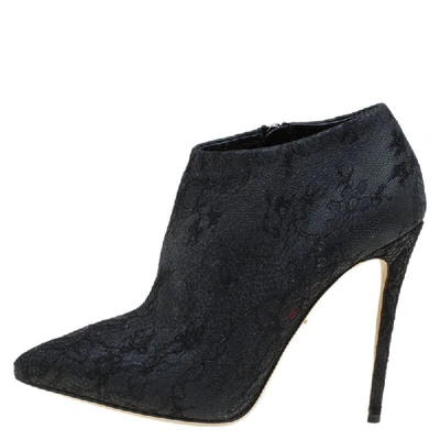 Pre-owned Dolce & Gabbana Black Lace Ankle Boots Size 36