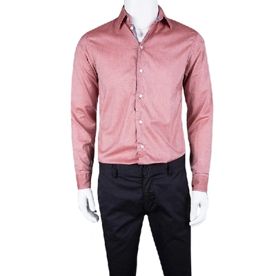 Pre-owned Armani Collezioni Pink Cotton Long Sleeve Button Front Shirt S
