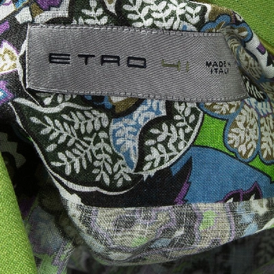Pre-owned Etro Multicolor Printed Linen Long Sleeve Button Front Shirt L