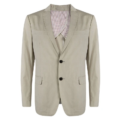 Pre-owned Ferragamo Beige Cotton Regular Fit Giacca Blazer L