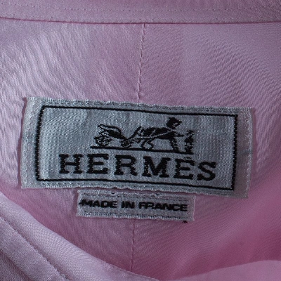 Pre-owned Hermes Men's Pink Straight Fit Poplin Shirt S