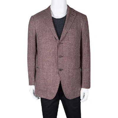 Pre-owned Ermenegildo Zegna Marled Cashmere Blend Blazer L In Burgundy