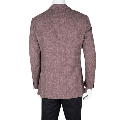 Pre-owned Ermenegildo Zegna Marled Cashmere Blend Blazer L In Burgundy