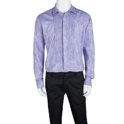 Pre-owned Etro Purple Cotton Paisley Motif Long Sleeve Button Front Shirt L