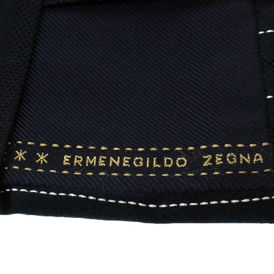 Pre-owned Ermenegildo Zegna Navy Blue Textured Striped Silk Tie