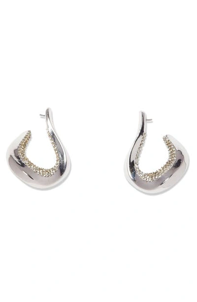Shop Vince Camuto Pave Twisted Teardrop Hoop Earrings In Rhodium/crystal