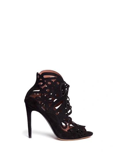 Shop Tabitha Simmons Nina' Perforated Suede Bootie Sandals