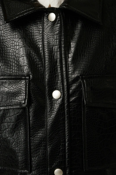 Shop Na-kd Short Buttoned Reptile Pu Jacket Black