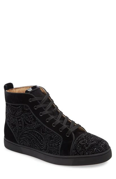 Shop Christian Louboutin Louis Orlato Metallic Paisley Sneaker In Black
