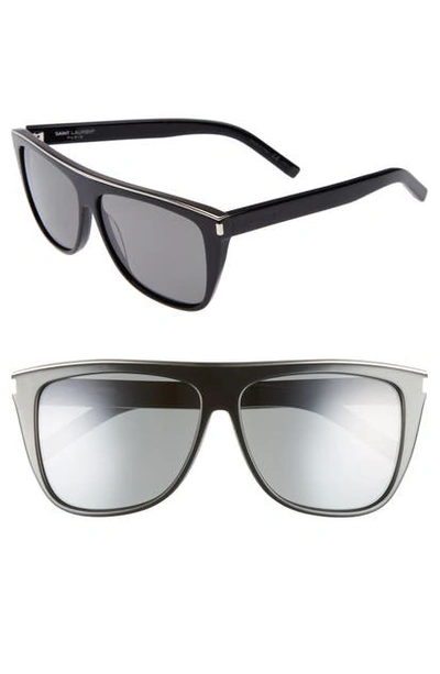 Shop Saint Laurent Combi 59mm Flat Top Sunglasses In Black