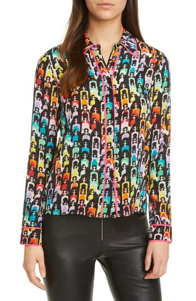 Shop Alice And Olivia Willa Silk Blouse In Rainbow Stace Squad