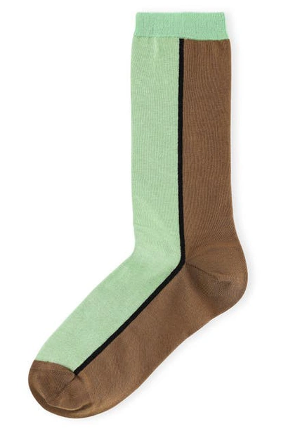 Shop Ganni Colorblock Crew Socks In Ermine