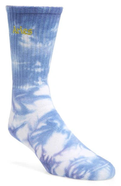 Shop Aries Logo Embroidered Tie Dye Socks In Lilac