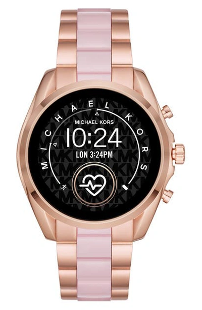 Shop Michael Kors Michael  Bradshaw 2 Bracelet Smart Watch, 44mm In Pnk Multi/color Display/rsgld