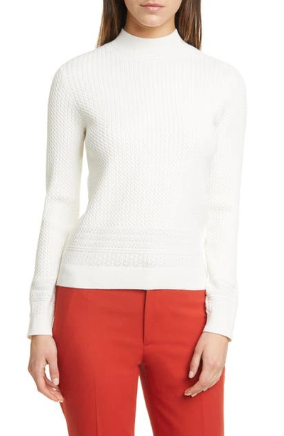 Shop Club Monaco Tiny Cable Sweater In Blanc De Blanc