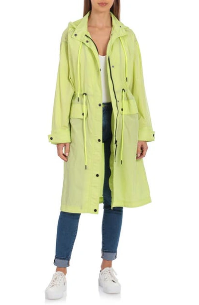 Shop Avec Les Filles Water Resistant Raincoat With Removable Hood In Chartreuse