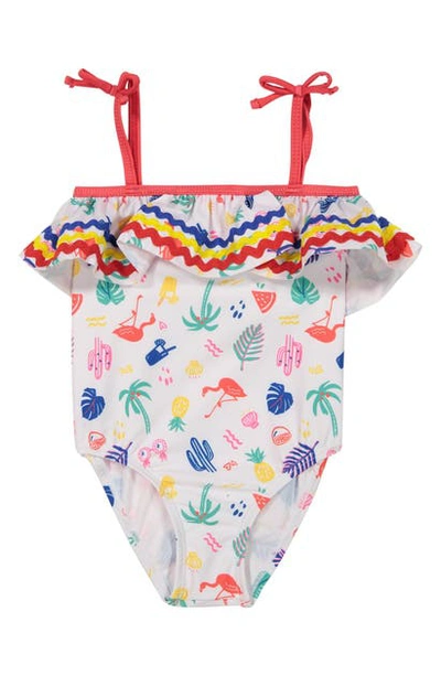 Shop Andy & Evan One-piece Swimsuit In White Multi