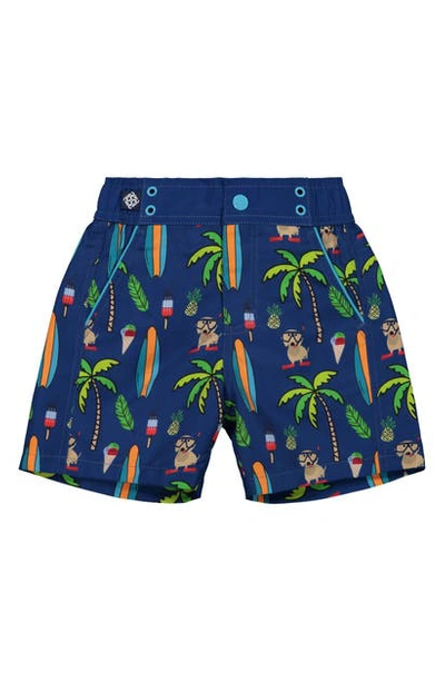 Shop Andy & Evan Print Swim Trunks In Blue Surf