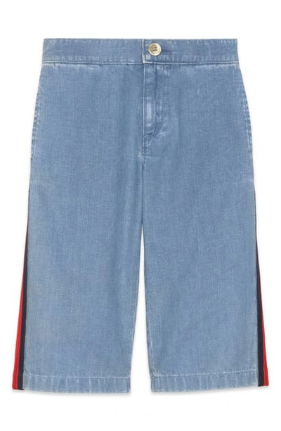 Shop Gucci Web Stripe Jeans In Light Blue/ Multi