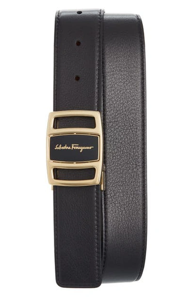 Shop Ferragamo Reversible Leather Belt In Black