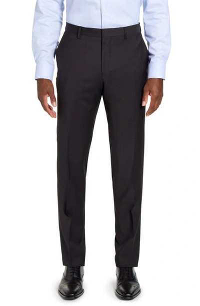 Shop Hugo Boss Genius Flat Front Dot Wool Trousers In Black