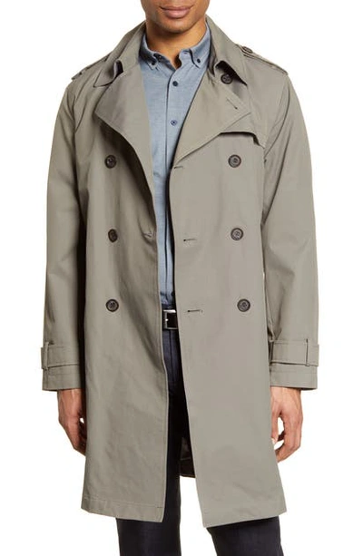 Shop Vince Camuto Double Breasted Belted Trench Coat In Grey