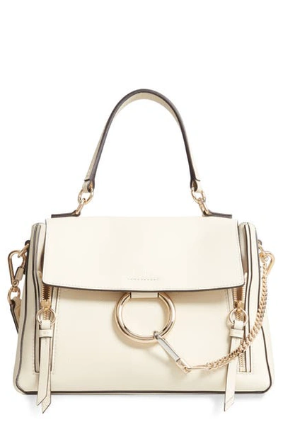 Shop Chloé Small Faye Day Leather Shoulder Bag In Off White