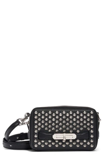 Shop Alexander Mcqueen Small The Myth Studded Leather Camera Bag In Black