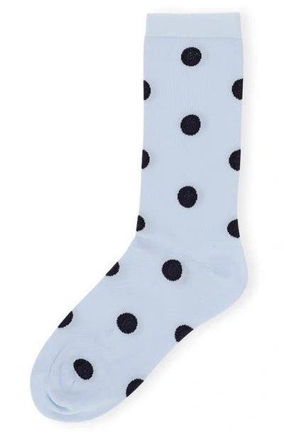 Shop Ganni Polka Dot Crew Socks In Brunnera Blue