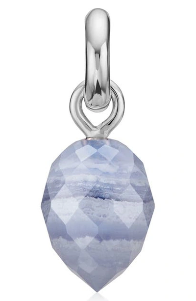 Shop Monica Vinader Fiji Bud Teardrop Enhancer In Silver/ Blue Lace Agate