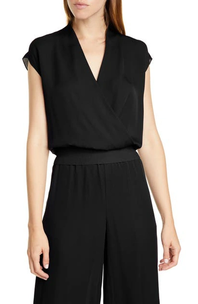 Shop Theory Silk Wrap Top In Black