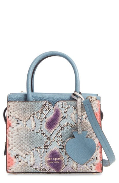 Shop Kate Spade Spencer Snake Embossed Leather Mini Satchel In Grey Multi