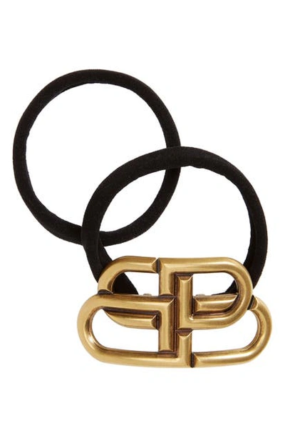 Shop Balenciaga Set Of 2 Bb Logo Hair Bands In Gold