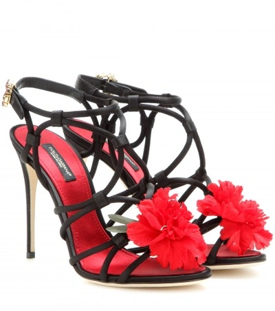 Shop Dolce & Gabbana Satin Sandals In Llack