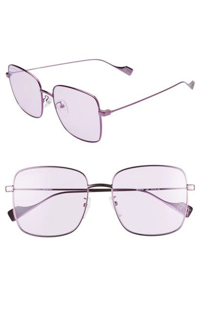 Shop Balenciaga 57mm Square Sunglasses In Violet/ Violet