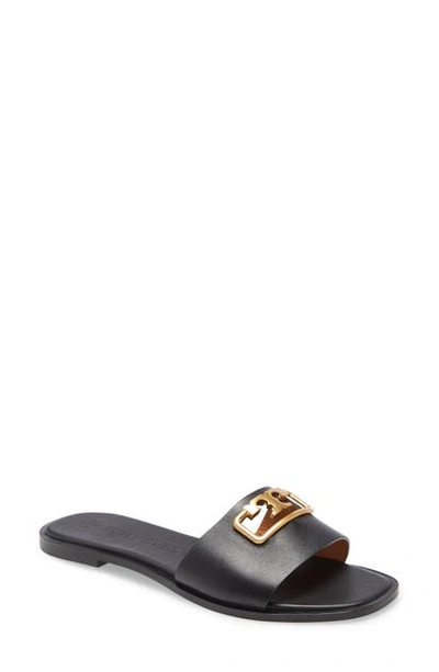 Tory Burch Selby Medallion Slide Sandals In Black | ModeSens