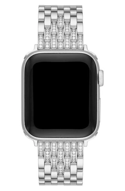 Shop Michele Pave Diamond Apple Watch Bracelet In Silver