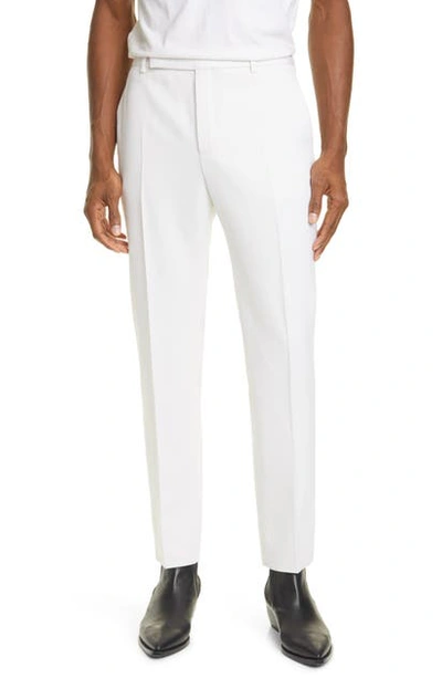 Shop Saint Laurent White Wool Straight Leg Pants In Ivory