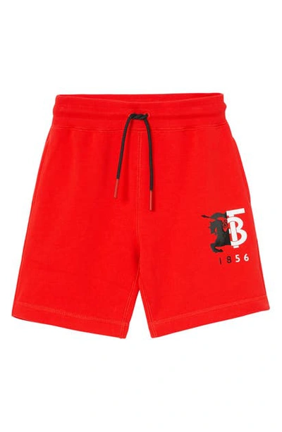 Shop Burberry Nate Logo Graphic Cotton Shorts In Bright Red