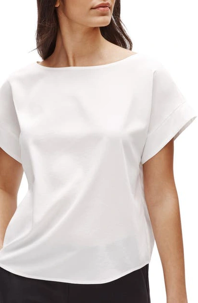 Shop Eileen Fisher Boat Neck Cap Sleeve Top In Ivory