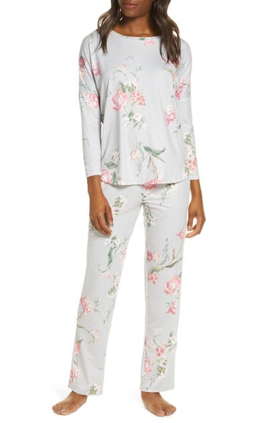 Shop Flora Nikrooz Kathy Floral Pajamas In Light Gray